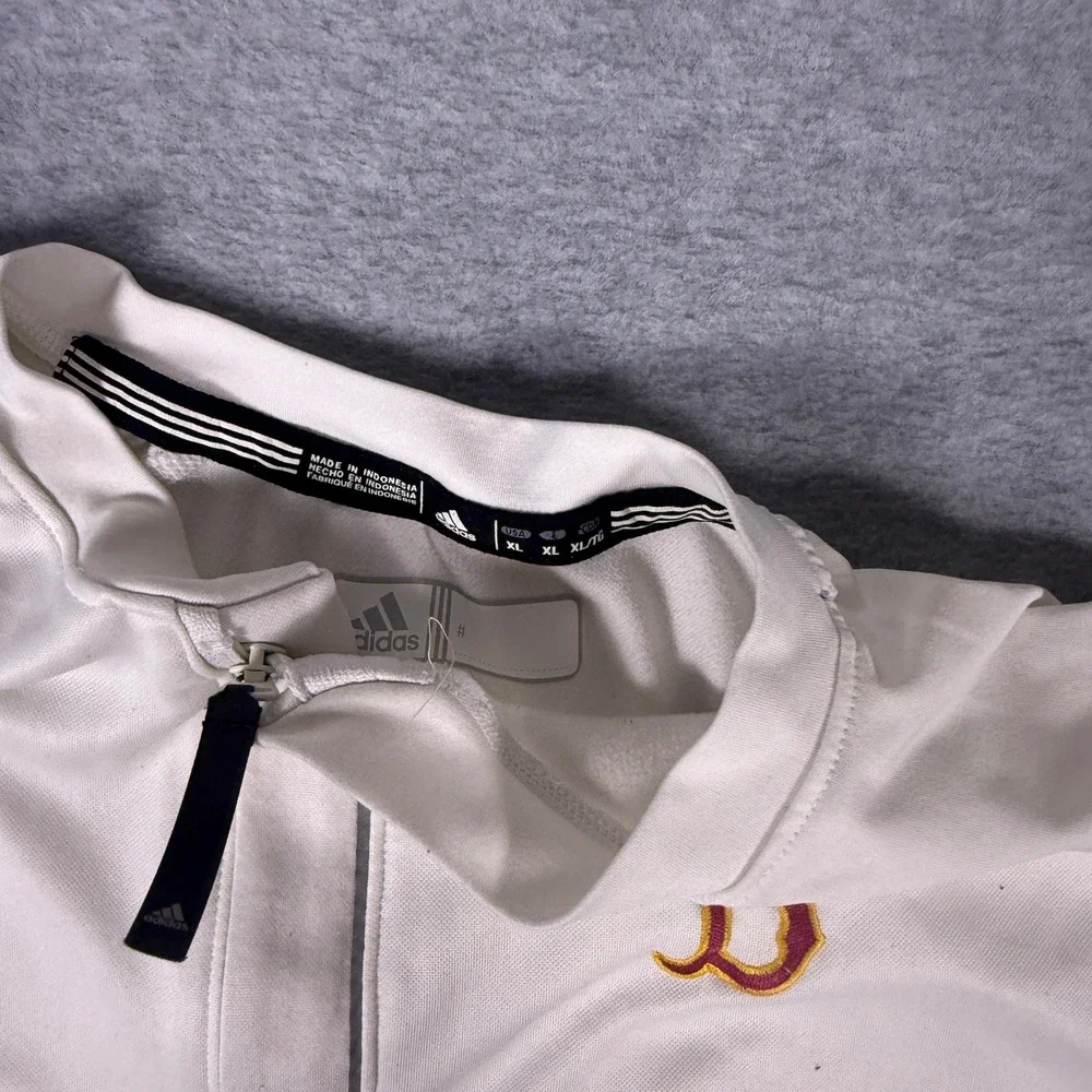 Adidas Boston Red Sox Quarter Zip Shirt Mens XL White Climalite Sporty Pullover